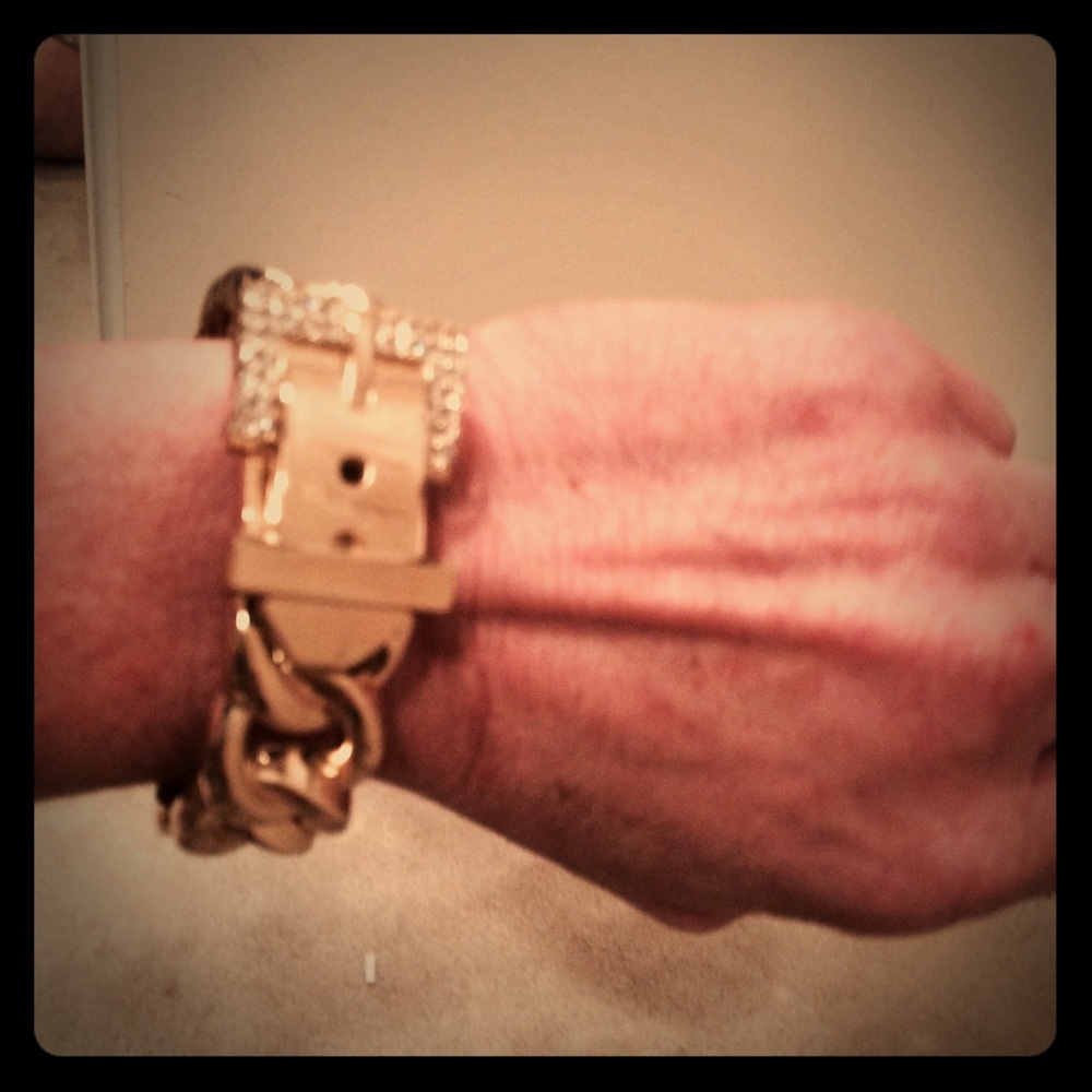 COPY - Solid gold  toned buckle bangle